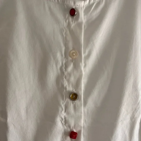 Liu Jo Milano Women’s Top with Jeweled Buttons Size 44/L White Sleeveless - Picture 3 of 7